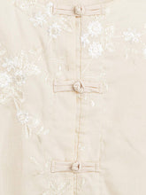 LUNE Women's Elegant Floral Embroidery Button-Down Blouse, Spring And Autumn